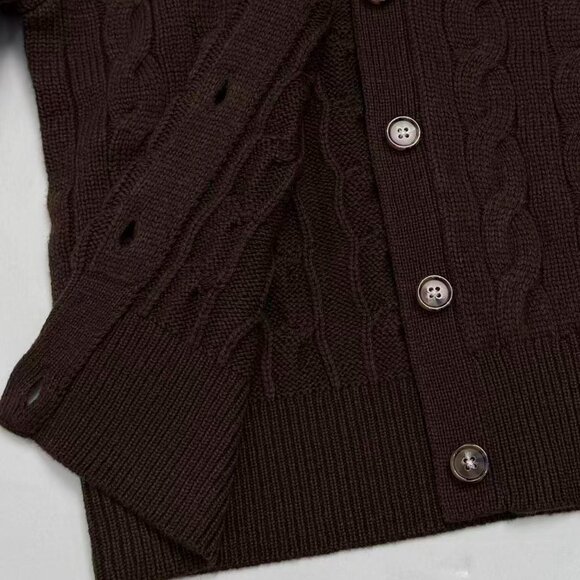 Polo Ralph Lauren Brown cable knit cardigan sweater - Picture 6 of 6